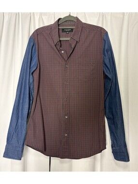 Solid Homme Men’s Cotton Plaid & Denim Collared Button Down. Size 100 (M) $500+